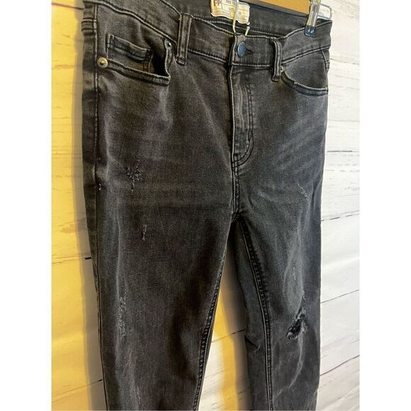 FREE PEOPLE Great Heights Washed Black Frayed Skinny Jeans 26 - Picture 7 of 8